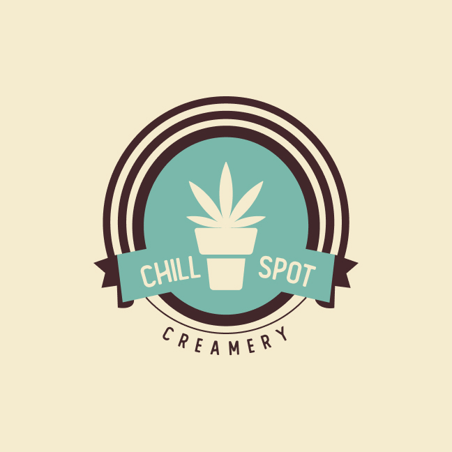 Chill Spot Creamery ice cream CBD THC shop logo design